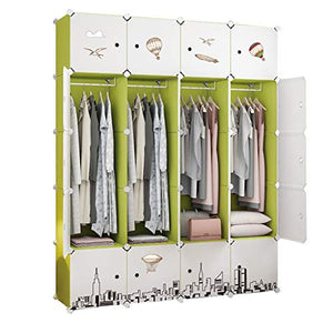 Armadio Armadio Armadio Rimovibili di Plastica di 20 Porte A 8-Gitter Scaffali Abbigliamento Home Camera Verde 147X47X183CM 4 Hanging MUMUJIN