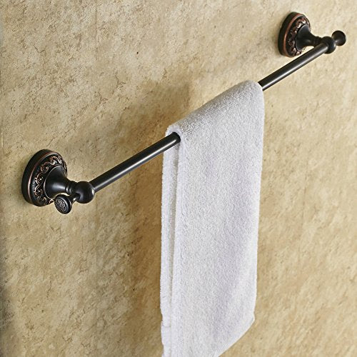 MBYW Portasciugamani Moderno Minimalista Portasciugamani Elegante per Il Bagno di Moda Scaldasalviette Rame Nero Bronzo Asta Singola Europea Barra portasciugamani in Rame Rame, Forato, 60 cm