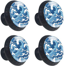 Colore blu bianco del modello di onda del mare Pomelli per Porta Set di 4 Pomelli per Mobili Manopole per Cassetti Cucina Armadio Vetro