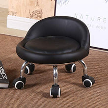MOXIN Sedia Bassa con Schienale Ruote, Mini Lavoro Compito Seduta Girevole Rolling Sgabello,Nero