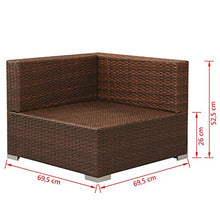 Festnight Set Divano/Divano Letto Modulare con 2 Posti da Giardino/Patio/Balcone/Piscina/Esterno in Polirattan Marrone
