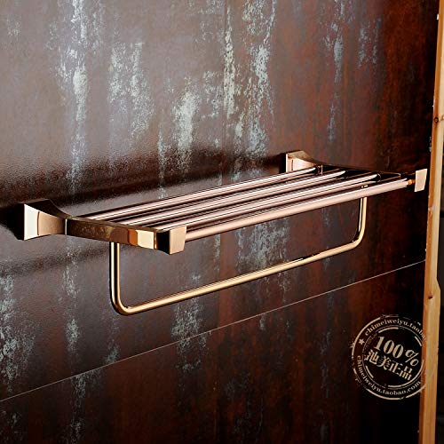 MBYW Portasciugamani Moderno Portasciugamani Elegante per Il Bagno di Moda Portasciugamani da Bagno Portasciugamani retrò Europeo in Rame Dorato Porta Asciugamani in Oro Rosa con Porta Asciugamani