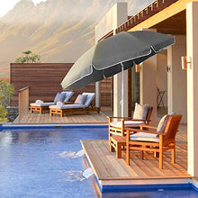 LZQ 200 cm Ombrellone Tondo Ombrello Parasole da Esterno da Giardino da Spiaggia Protezione Solare UV50+ Grigio Scuro
