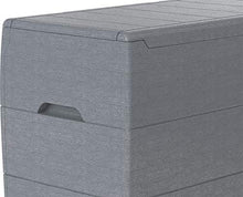 Duramax Cedargrain Durabox 270 litri, contenitore per mobili da giardino in plastica per esterni con coperchio chiudibile, con ruote e maniglie, grigio