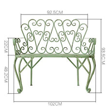 Panca da giardino antica da 40 pollici Panchina in metallo a 2 posti, Sedia doppia da balcone con braccioli e schienale, sedia struttura in ferro battuto Portico anteriore prato mobili decorativi