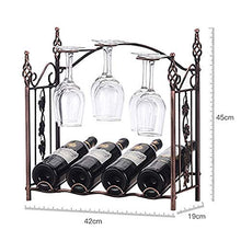 Cremagliera Del Vino Del Metallo Porta Bottiglie E Vetro Scaffale Per Vino- Decorazioni Per La Casa Portabottiglie, Può Contenere 4 Bottiglie E 6 Bicchieri Da Vino
