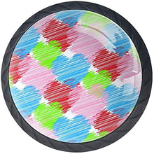 Strisce Love Heart Rosa Rosso Blu Verde Pomelli per Porta Set di 4 Pomelli per Mobili Manopole per Cassetti Cucina Armadio Vetro