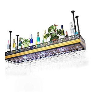 WLABCD Scaffale per Vino, a Parete, Bar, Ristorante, Bottiglia Di Vino, Soffitto a Soffitto Massiccio Appeso Appendiabiti Lusso Al Neon Di Lusso in Vetro Vino in Metallo Metallici