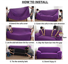 Copridivano Elasticizzato Stampa Copripoltrona Fodere Copridivani Elastico 3 Posti Sofa Mobili Protettore Copertura Divano Antiscivolo Motivo geometrico viola Copridivano Elasticizzato