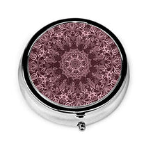 Contenitore rotondo per pillole con mandala rosa a 3 scomparti, in metallo, per medicina e vitamine, per viaggi all'aperto