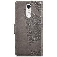 Saceebe Compatibile con Xiaomi Redmi 5 Custodia pelle Cover a libro Portafoglio Flip Case [Custodia in pelle goffrata con fiori e farfalle con cordino] anteriore e posteriore Bumper Case,grigio