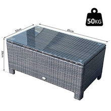 Outsunny Tavolino da Giardino in Vetro Temperato 5mm Rettangolare Esterno Rattan 85 x 50 x 39 cm Marrone
