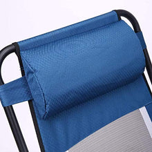 FACAZ Sedia Pieghevole Zero Gravity Pausa Pranzo Sedia da Salotto Tessuto in Rete Traspirante Ufficio da Spiaggia Balcone per Anziani con Cuscino Imbottito Regolabile Blu e Grigio