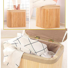 MAHFEI-Cestini Portaoggetti Bauletto Portaoggetti in bambù Sgabello Tessitura A Mano Bello E Raffinato Cuscino in PU Flip Cover Forte capacità Portante Camera da Letto