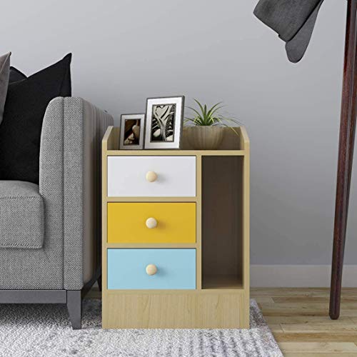 ZM-Shoes Cassettiera Camera da Letto Mobile con cassetti Comodino unità Credenza Governo di immagazzinaggio Clothes Organizer Mobili Camera da Letto,Natural