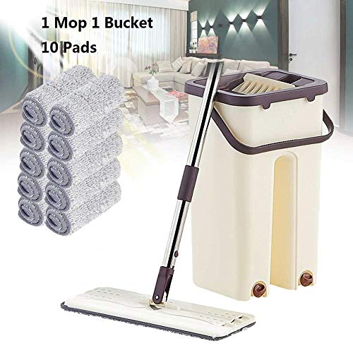 SSAYY Spray Mop Mop E Secchio per Strizzare Le Mani A Mano Libera Strizzare E Asciugare A Secco Pulizia Magica A Secco Pavimento della Cucina A Casa Mop Pigro con Cuscinetti in Microfibra