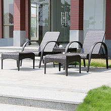 AAGYJ Set di 2 sedie da Giardino in Rattan per Esterni in Vimini Set di sedie a Sdraio Regolabili a Bordo Piscina con Pedale e tavolino, per Patio Cortile Portico Giardino a Bordo Piscina