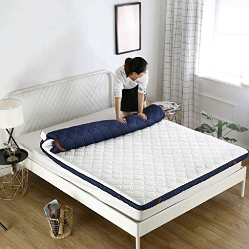 LJ Materassino Pieghevole Tatami Double Face in Cotone Traspirante a Maglia per Migliorare Il Sonno (Colore : Blu, Dimensioni : 150x200cm)