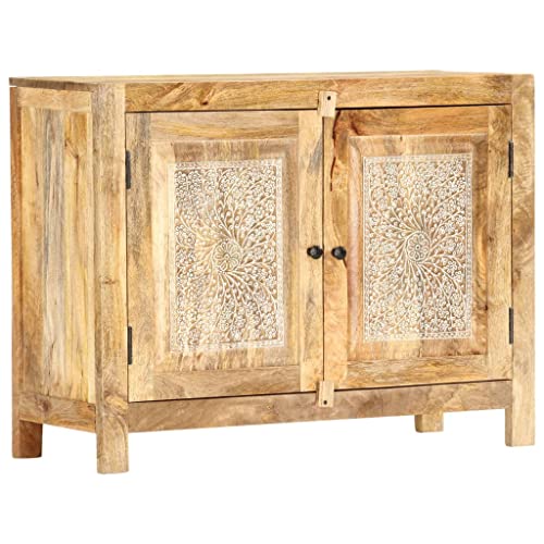 vidaXL Credenza Intagliata a Mano 90x35x68cm Legno Massello di Mango