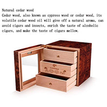 WRJY Umidificatore per sigari Alcool Naturale Legno di Cedro Verniciato a Pianoforte Armadietto antiumidità per sigari Traspirante Cassetto a Tre Strati Igrometro Esterno capacità 50
