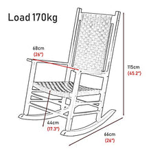 Sedie a Dondolo da Giardino Nero Terrazza Portico Sedia A Dondolo Oversize, Giardino Rocker Sedia A Sdraio Per Adulti, Con Braccioli Allargabili (68 Cm) E Schienale In Rattan, Caricare 170 Kg Interno