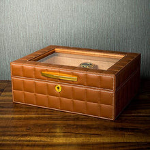 DZSF Legno di Cedro Cigar Humidor, casa portasigari in Pelle con Il Sigaro umidificatore, Doppio Strato Legno di Cedro Cigar Humidor,Grigio