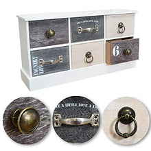 Druline Mini Cassettiera 6 Ventaglio Minore Armadio Cassetti Legno Bianco Grigio Live a Little