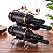 TOPBATHY Portabottiglie in metallo per 4 bottiglie di vino, supporto decorativo per bottiglie di bevande, liquori, champagne (bronzo)