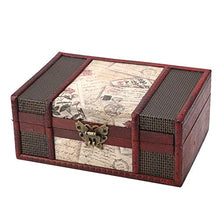 Oumefar Custodia per Gioielli Custodia per Gioielli in Stile Antico in Legno per Decorazioni di Compleanno(Stamp with Lock)