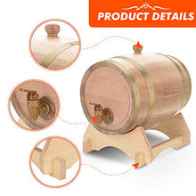 Zoternen - Barile di quercia per conservare liquidi, 5 l, fatto a mano, per whisky, con rubinetto (colore: naturale)
