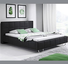 Muebles Bonitos Letto Matrimoniale Moderno Di Design Sofia Nero Rivestito in Ecopelle Per Materasso da 160X190Cm Comrete Incluse