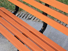 Panchina da Giardino Vintage All'aperto, 120 Cm / 150 Cm, Panca per Patio in Legno di Plastica per 3 Persone con Schienale E Bracciolo, Struttura in Ghisa Robusta E Durevole