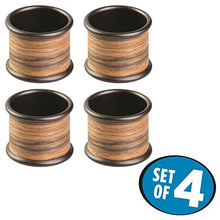 InterDesign RealWood Anelli Portasalviette, Set di 4, Metallo, Marrone, 4.5x3.5x0.2 cm