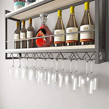 Leifeng Tower Classico Wallmounted Legno e Iron & Wine Bottle Rack e Supporto di Vetro, 2 Livelli di Storage mensola della Parete della Decorazione 39.4 7.9 x21.6