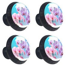Fiore viola rosa 4 PCS Pomelli per Porta, Pomolo per Mobile, Pomelli per Mobili con Viti, Maniglia per Armadietto, Pomelli per Porta, Pomelli per Cassetti per Porta, Armadio, Cassetto e Credenza