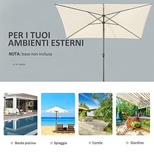 Outsunny Ombrellone da Giardino 300x200cm, Esterni, Spiaggia o Terrazza con Doppio Tettuccio Rettangolare, Beige