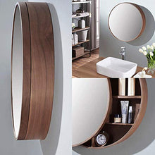 XM-MIRROR Armadietto Rotondo con Specchio da Bagno Armadio a Muro Armadio da Cucina Armadio da Cucina Armadio a Specchio da Bagno con Porta Scorrevole,Nero,50CM