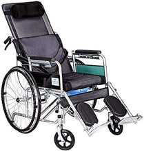 Sedia A Rotelle Completamente Sdraiata da Trasporto Sedia da Viaggio Portatile Pieghevole, Trasporto di Anziani Disabili con Vasino, Poggiatesta Staccabile A