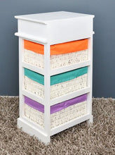 ts-ideen - Cassettiera comò con 3 cesti dalla fodera colorata, colore: Bianco, Arancio, Verde, Lilla