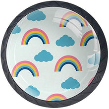 Modello di nuvole blu arcobaleno colorato Pomelli per Porta Set di 4 Pomelli per Mobili Manopole per Cassetti Cucina Armadio Vetro