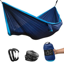 Manica – (doppia amaca in seta per paracadute, 300 x 170 cm, portata fino a 200 kg, con gancio (blu e blu)