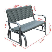 Outsunny Panca a Dondolo da Giardino in Metallo e Plastica, Panchina a 2 Posti (Max. 200 kg), 125L x 73P x 88A cm