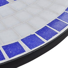 vidaXL Tavolo Piante in Ceramica con Mosaico 60cm Blu/Bianco Arredamento Esterno