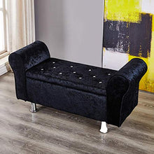 SLINGDA Banco di Stoccaggio Rivestito in Velluto con Braccia,Moderna Letto Panchina Settee,Sgabello A Zaino in Velluto,Scarpe Panca,per La Camera da Letto del Soggiorno Nero 100x40x40cm(39x16x16inch)