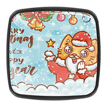 Merry Christmas Ginger cat carattere neve Pomelli per Porta Set di 4 Pomelli per Mobili Manopole per Cassetti Cucina Armadio Vetro