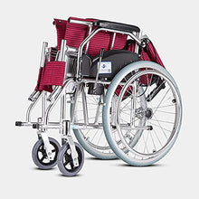 Sedia A Rotelle Pieghevole Ultraleggera, Sedia A Rotelle Portatile in Lega di Alluminio, per Anziani E Disabili, Rosso A