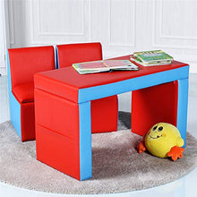 Cay2T - Divano per Bambini, Set Tavolo e sedie Multifunzione 2 in 1, 2 divani con vano Contenitore -Pizza-