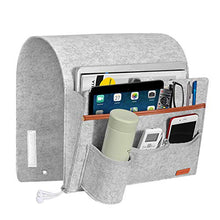 SIMBOOM Tasca Telecomandi da Divano, Organizer da Bracciolo, Portaoggetti per Letto con Portabottiglie, Borsa Feltro per iPad, Tavoletta, Riviste, Cellulare, Occhiali, Matita - Grigio Chiaro
