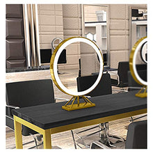 Specchio bifacciale a led dedicato per parrucchiere, specchio da tavolo da barbiere con rete di marea rossa rossa, salone di bellezza con specchio per trucco desktop a doppia faccia,D'oro,Diameter60cm