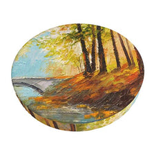 WALL-8-CC - Rivestimento per sgabello da bar in poliestere, motivo: foresta autunnale, vicino al fiume, foglie arancioni, colore: Arancione